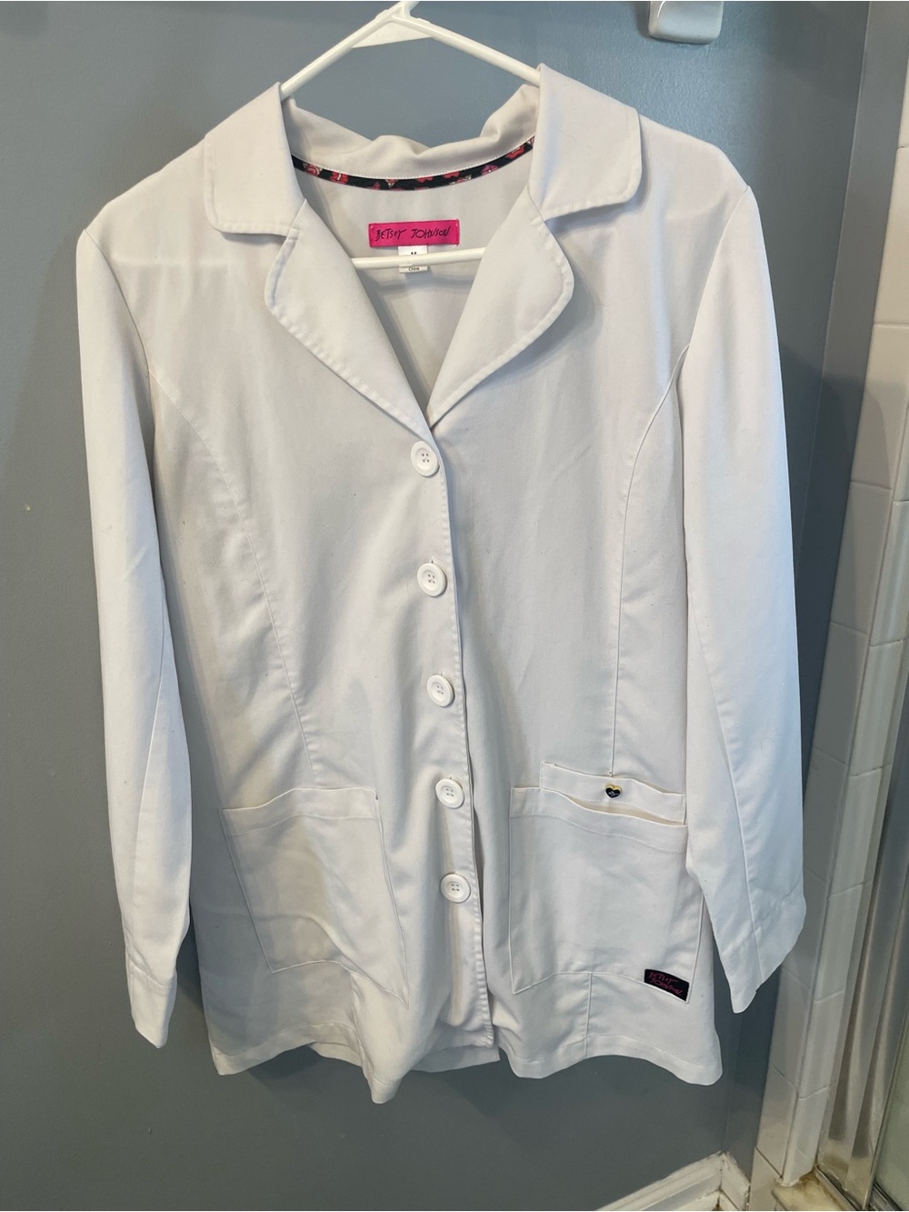 Betsey Johnson White Button-Front Blazer Jacket